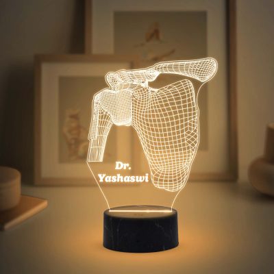 Personalized 3D Illusion Shoulder Joint LED Lamp Gift for Orthopedic Surgeon Medical Decor Light with Warm White Light Thankyou Gift for Doctor